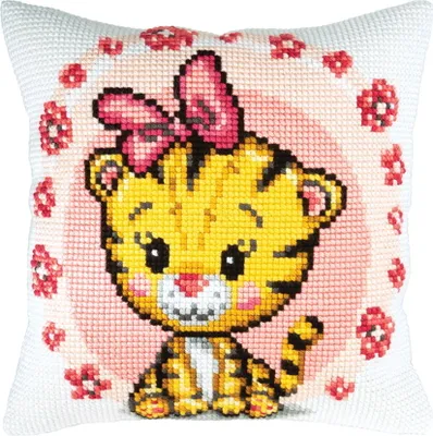 Produktbild von CDA Kreuzstichkissen Set "Baby-Tiger", bedruckt, 40x40cm