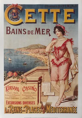 Image de CETTE - Bains de Mer - Plages Méditerranée - 50x70cm Affiche Poster