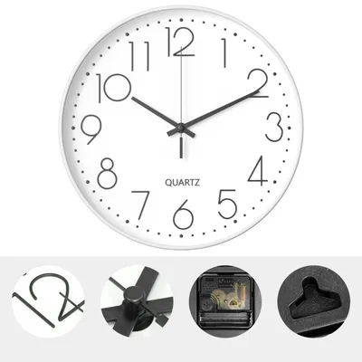 Produktbild von 12 Zoll Silber Wanduhr Batteriebetriebene & Nicht Tickende Wanduhr