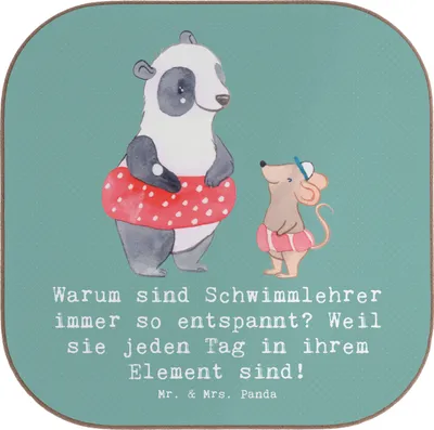 Produktbild von Mr. & Mrs. Panda Untersetzer für Gläser Entspannte Schwimmlehrer - Meeresbrise - Geschenk, Coaster, Schwimmen, Beruf, Leidenschaft, Berufsprodukte, kreative Geschenke