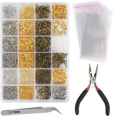 Immagine prodotto di set di accessori per la creazione di gioielli da 3000 pezzi - kit fai-da-te per orecchini, bracciali e collane in oro, argento e bronzo