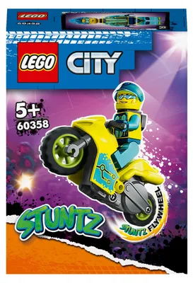 Produktbild von LEGO 60358 City Stuntz Cyber-Stuntbike, schwungradbetriebenes Spielzeug-Motorrad für spannende Sprünge und Tricks, Kleines Geschenk für Kinder oder Erweiterungs-Set