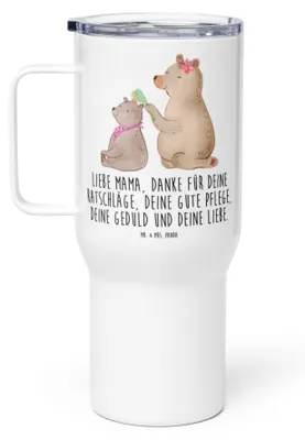 Produktbild von Mr. & Mrs. Panda thermosbecher Bär Kind - Weiß - Geschenk, Muttertag, Thermos-Becher, Thermobecher, Familie, Mutter, Teetasse, Edelstahlbecher, Mama, Kaffee-to-go-Becher