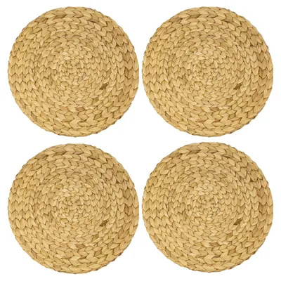 Tischset rund geflochten aus Wasserhyazinthe abwaschbar 4er Set HMF 37231-S6 35 cm