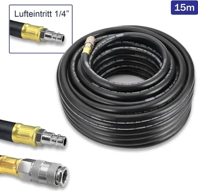 Produktbild von Verda Druckluftschlauch 15m Gummi Druckluft 10x17mm Schnellkupplung Kompressor (SN6011)