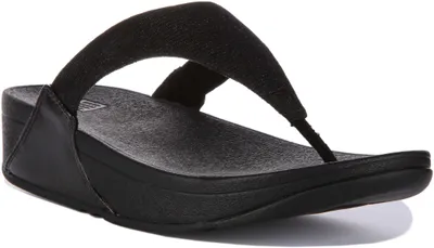 Produktbild von Fitflop Lulu Shimmerlux Damen Textil Zehenstegsandalen mit Kristallkomfort in Schwarz – undefined / Schwarz