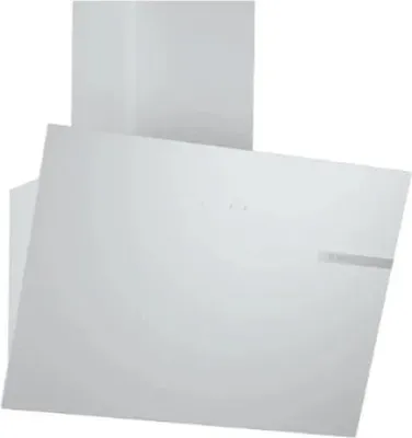 A white angled view of a modern range hood.