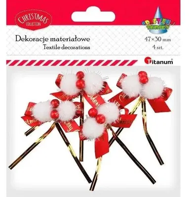 Obrázek produktu pro Červená mašle s nápisem Merry Christmas, 4 ks – Titanum