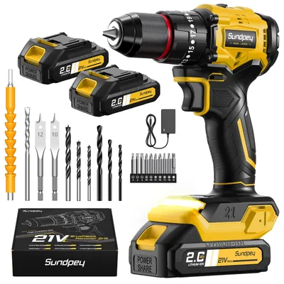 Immagine prodotto di Set di avvitatori a batteria - 21 V con 2 batterie da 2.0 Ah - Coppia di 70 Nm
