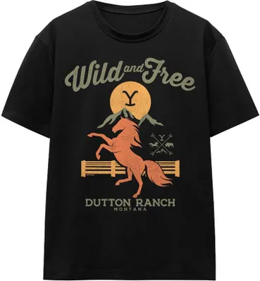 Obrázek produktu pro Yellowstone - Tričko "Wild & Free" pro muže/dámy Uni TV16988 (L) (Černá)