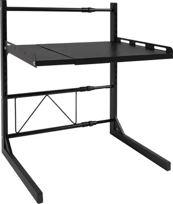 Immagine prodotto di Ripiano a due livelli per microonde – Portaestetica estraibile per la cucina – Lunghezza regolabile da 39 a 62 cm – Altezza regolabile da 27 a 52 cm – Acciaio al carbonio, capacità di 15 kg per piano – Con 4 ganci – Colore nero