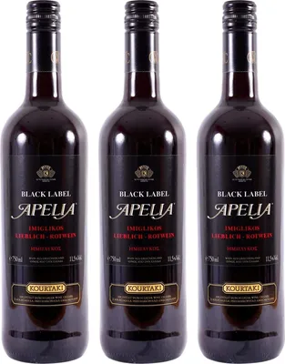 Produktbild von Imiglykos Apelia Black Label 3x 0,75l | Lieblicher Rotwein | Imiglykos | 11,5% Vol. | Kourtaki | +20ml Jassas Olivenöl