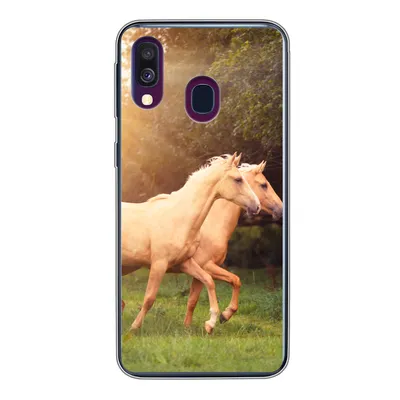 Produktbild von MuchoWow® Handyhülle Schutzhülle Hülle für Samsung Galaxy A40 Pferde - Wald - Sonne Silikon Softcase Handy Hülle - Handy-Tasche