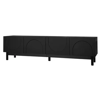 Produktbild von Merax TV-Schrank mit 4 Türen, TV-Lowboard Sideboard mit Regalen und Stauraum, stabil, Wohnzimmermöbel grifflos, Fernsehmöbel elegantes Design, Schwarz