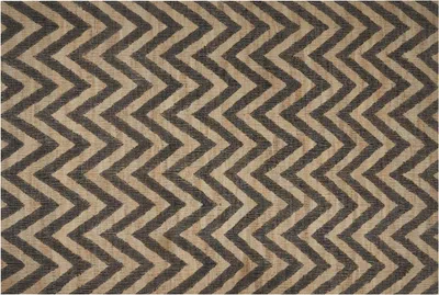 Produktbild von BELIANI Teppich Beige und Schwarz Jute Rechteckig 200 x 300 cm Kurzflor mit ZickZack-Muster Handgewebt Boho für Fußbodenheizung Wohnzimmer Esszimmer