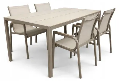 Zdjęcie produktu dla Zestaw mebli ogrodowych balkon stół Allen Pro 130x70S + 4x krzesło Fuerte taupe