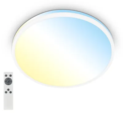 Produktbild von Briloner Pulup LED Deckenlampe, Dimmbar, Fernbedienung, Timer, Nachtlichtfunktion, Weiß, Ø33 x 6 cm