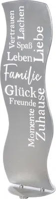 Zdjęcie produktu dla Gilde Standrelief, Welle, "Glück - Familie", Spruch, Metall, silberfarben, VE 2, L. 18 cm, B. 22,5 cm, H. 70 cm Höhe: 70.00 cm Breite: 22.50 cm Tiefe: 18.00cm 69990