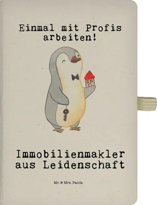 Produktbild von Mr. & Mrs. Panda Tagebuch Immobilienmakler Leidenschaft - Transparent - Geschenk, Notizbuch A5, Ausbildung, Lustig, Spruch, Reisetagebuch, Notizheft, Schreibheft