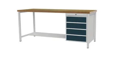 Produktbild von Werkbank grau lichtgrau B1500xH859xT750mm lichtgrau grau 4 Schubl.