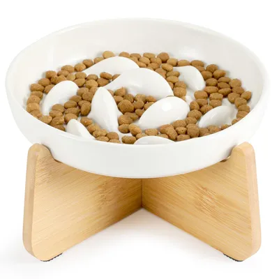 Produktbild von Anti Schling Napf Katze Erhöht, Keramik Antischlingnapf Katze, Slow Feeder Katzen Nassfutter, Antischlingnapf für Katzen und Kleine Hunde