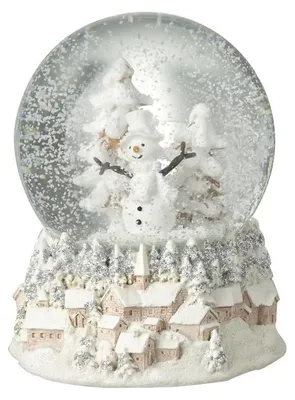 Schneemann-Schneekugel mit Basis, 6x9 cm, Tischdeko