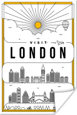 Produktbild von MuchoWow® Poster Stadtbild London - weiß 80x120 cm - Papierdruck