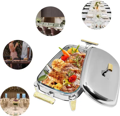 Image de Chafing Dish, acier inoxydable 304, alimenté par une bougie, argenté