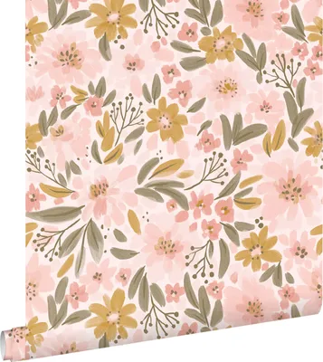 Obrázek produktu pro ESTAhome tapety květiny světle růžové, okrově žluté a šedozelené 50 x 900 cm