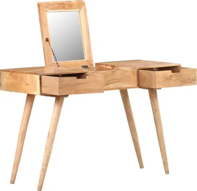 Image de The Living Store Coiffeuse avec miroir 112x45x76 cm Acacia massif