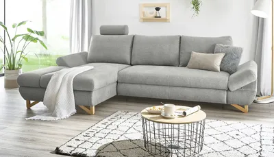 Produktbild von Ecksofa "Skalm" in hellgrau Struktur-Stoff Wohnzimmer Sofa 284 cm