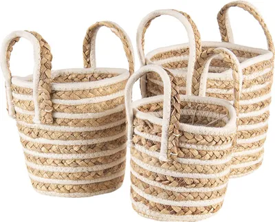 Produktbild von Clayre & Eef Aufbewahrungskorb 3er Set Ø21x20 cm Beige Braun Seegras