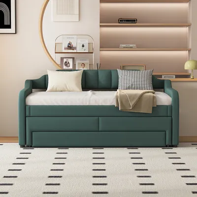 Produktbild von Tagesbett mit Rollcontainer und Schubladen Schlafsofa 90 x 200 cm (190 cm) Grün