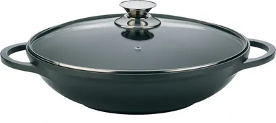 Immagine prodotto di Cheffinger WOK Padella Wok a induzione 36cm in alluminio fuso con coperchio Padella con rivestimento in marmo