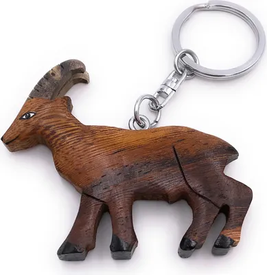 Image de Onwomania Porte-clés bois Capricorne Chèvre Chèvre Signe astrologique Charm