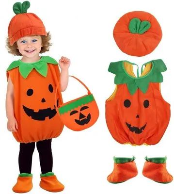 Productafbeelding van Halloween Pompoenkostuum voor Kinderen - Set met Hoed en Snoeptas