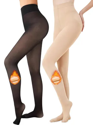 Obrázek produktu pro Dámské punčochy Ibeauti, podšité fleecem, průhledné, teplé, průsvitné