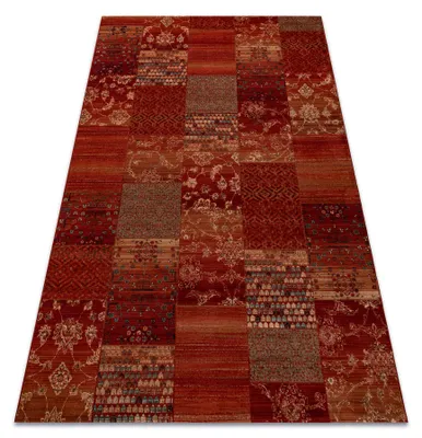 Image de Tapis en laine KASHQAI 4327 300 Patchwork bordeaux rouge 160x240 cm