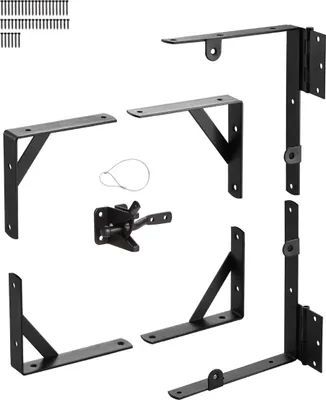 Image de Support d'angle pour portail Kit de quincaillerie pour cadre de portail anti-affaissement Noir fer