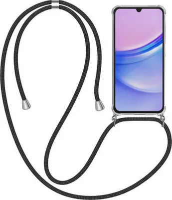 Produktbild von Handytasche passend für Samsung Galaxy A15 mit Kordel und Bumper - TPU Backcover stoßfest mit Lanyard - Smartphonics