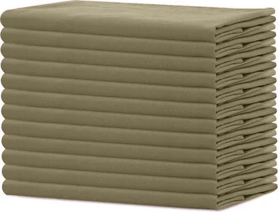 Image de Serviette de table en coton naturel Set de 12 pièces en kaki élégant