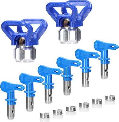 Produktbild von Sprühspitzen für Airless-Sprüher, wendbar, Airless-Farbsprühdüsenspitzen, 6 Stück mit 2 Düsensitzen, Airless-Farbspritzpistolen, Düsen-Set