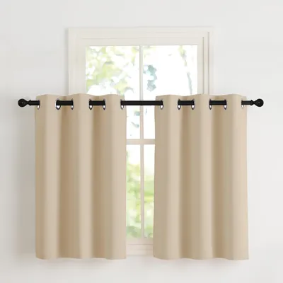 Zdjęcie produktu dla Zasłona kuchenna 90 x 107 cm, zestaw 2 szt., beżowa, zaciemniająca, do kuchni