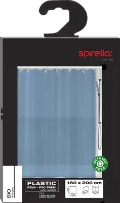 Produktbild von Spirella Anti-Schimmel Duschvorhang "Bio" Anti-Bakteriell, waschbar, wasserdicht PEVA 180x200cm Hellblau