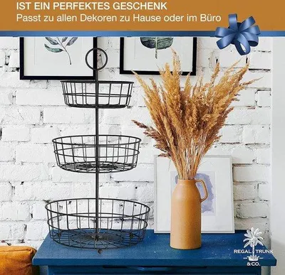 Obrázek produktu pro Třípatrový dřevěný košík na ovoce do kuchyně nebo na zeď