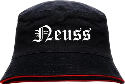 Produktbild von Neuss Anglerhut - Altdeutsche Schrift - Schwarz-Roter Fischerhut L/XL SchwarzRot