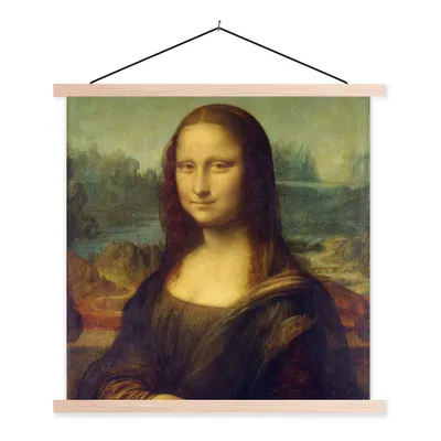 Produktbild von MuchoWow® Textilposter Mona Lisa - Leonardo da Vinci 120x120 cm mit holzfarbenen Rahmen - Textil-Poster
