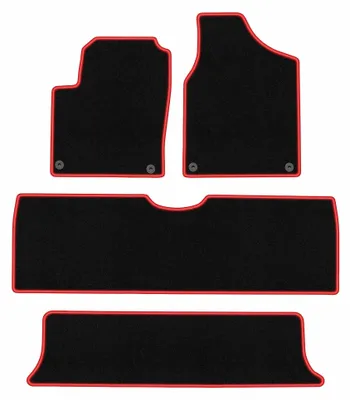 Productafbeelding van Velours automatten voor Ford Galaxy MK1 1995-2006 (MPV) – 4-delig, zwart/rood, op maat – Wielganizator CARLUX