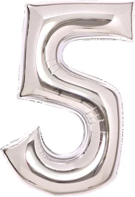 Immagine prodotto di AMSCAN 9913230 Pallone in foil XL numero 5 - 63 cm, argento