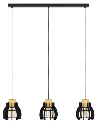 Image de STILLINGTON 1 suspension Lampe à suspendre Lampe à suspendre - L88 x l18 x H110 cm - noir, marron - 3X40W excl - IP20